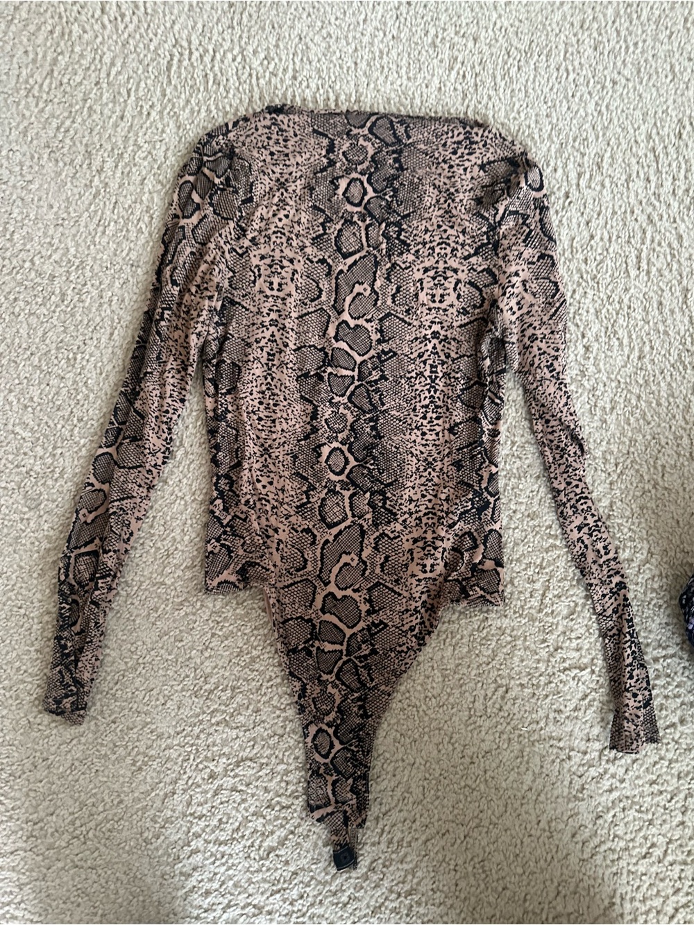 Missguided Snake Print Long Sleeve Bodysuit in Brown and Black
